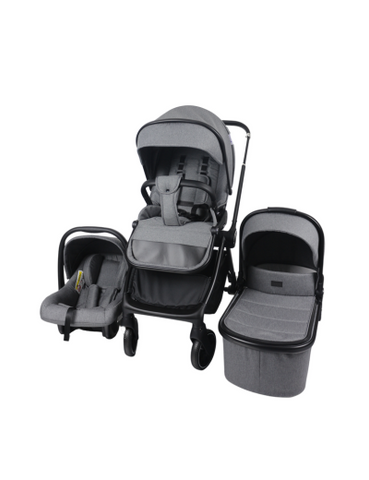 Aziz Babyparadies 3-in-1-Kinderwagen-Set für Babys von 0–3 Jahren, Kinderwagen für den Außenbereich (Dunkelgrau)