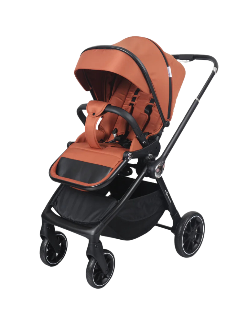 Aziz Babyparadies Luxury Travel System Baby Stroller 3-in-1  Carrycot and Car Seat  (Orange)