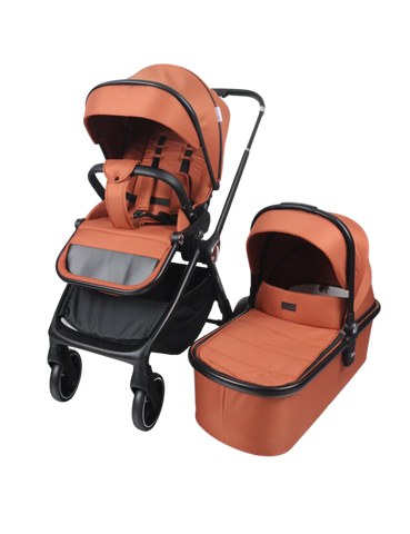 Aziz Babyparadies Luxury Travel System Baby Stroller 3-in-1  Carrycot and Car Seat  (Orange)